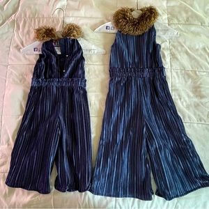 Janie & Jack Faux Fur Neck Navy Jumpsuit - sz 5 available!